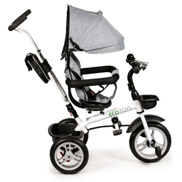 Поворотный на 360° трехколесный велосипед, серый, с козырьком