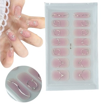 Гелевые наклейки для ногтей, таких как гибридные мраморные обнаженные серебряные стразы