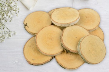Plastry drewna, krążki drewniane 8-9 cm, suche