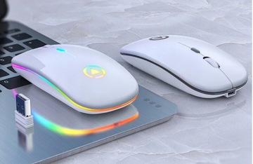 ТИХАЯ ЛЕГКАЯ БЕСПРОВОДНАЯ МЫШЬ ДЛЯ НОУТБУКА С RGB-ПОДСВЕТКОЙ ДЛЯ ШКОЛЬНОЙ РАБОТЫ