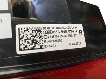 AUDI Q3 83A SVĚTLO PRAVÁ ZADNÍ LED DYNAMICKÁ 83A945094A