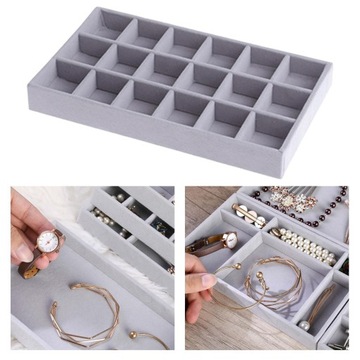 Velvet Jewelry Earring Showcase Display Storage 18 Grids StyleA-18 Grids