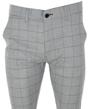 ЭЛЕГАНТНЫЕ БРЮКИ ИЗ МАТЕРИАЛА, СВЕТЛО-СЕРЫЕ, В КЛЕТКУ W38