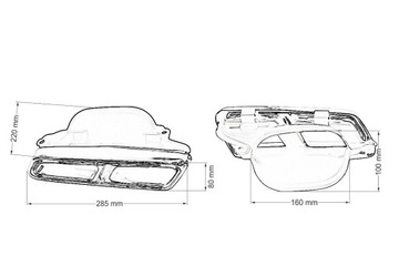 KONCOVKA TLUMIČE 285X80MM VSTUP 160X100MM MERCEDES W212