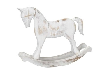 Dekoracja Ozdoba Konik Na Biegunach Biały MDF Wys. 23 cm