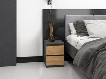 SZAFKA NOCNA 30 cm KOMODA STOLIK SZUFLADY SYPIALNIA MEBLE ANTRACYT ARTISAN