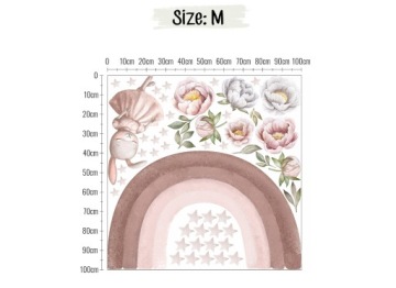 Наклейка на стену «РАДУГА» кролик пионы M