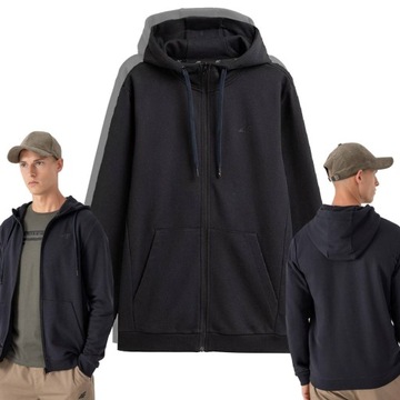 BLUZA DRESOWA MĘSKA SPORTOWA BAWEŁNIANA Z KAPTUREM ROZPINANA 4F r. XXL