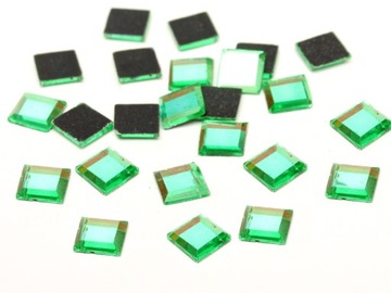 28 hot fix TERMO dżety cyrkonie 8mm 15szt zielone