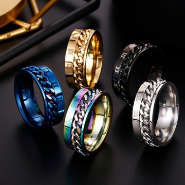 КОЛЬЦО С ВРАЩАЮЩЕЙСЯ ЦЕПЬЮ, РИМСКИЕ ЦИФРЫ