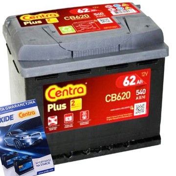 АКУМУЛЯТОР CENTRA ПЛЮС CB620 62AH 540A ПРАВА+ 