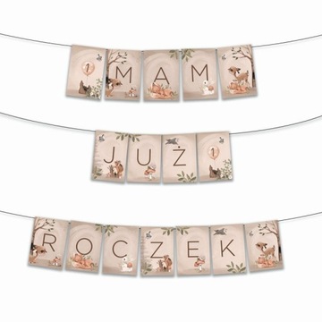 BANER girlanda na Roczek zwierzątka Leśne +sznurek