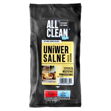 ALL CLEAN WIPES CHUSTECZKI UNIWERSALNE DO CZYSZCZENIA NASĄCZANE 32 szt.