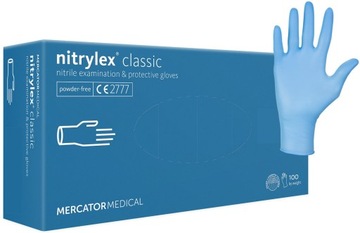 RĘKAWICZKI NITRYLOWE JEDNORAZOWE niebieskie MERCATOR MEDICAL 100szt r. XS