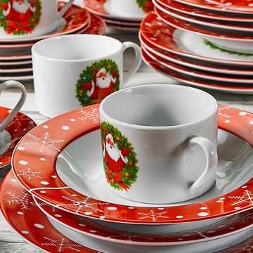 Рождественский набор тарелок Рождественский 60 штук Дед Мороз