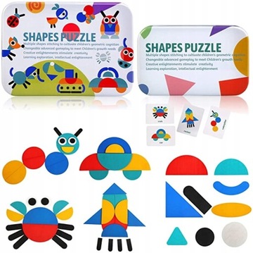 DREWNIANE PUZZLE UKŁADANKA GRA LOGICZNA MONTESSORI