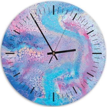 ZEGAR ścienny OKRĄGŁY FotoObraz 80cm Błękit marmur