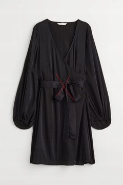 Kopertowa sukienka z satyny bez paska H&M r.S