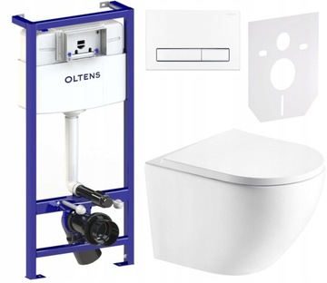 Унитаз, рамка AlcaPlast, кнопка GLOSS WHITE