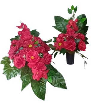 Komplet kwiatów kompozycja na cmentarz stroik