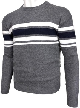 Sweter męski wełniany, pasek kolory O230 r. XL