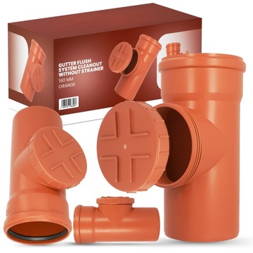 CZYSZCZAK RYNNOWY Rewizja Rury Spustowej Rynny 160 mm ZAŚLEPKA Pomarańczowy