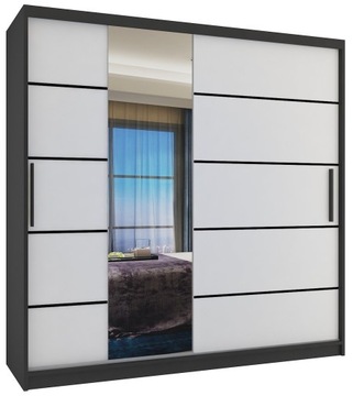 Szafa przesuwna PREMIUM z lustrem SZUFLADY 200 cm