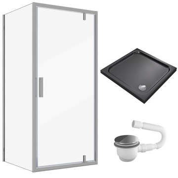 KABINA PRYSZNICOWA Z BRODZIKIEM 100x100 KWADRATOWA CHROM BRODZIK SLIM NISKI