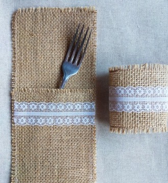 Ящик для столовых приборов и джутовая салфетница, экологически чистое украшение.