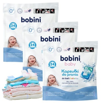 BOBINI BABY KAPSUŁKI DO PRANIA HIPOALERGICZNE KOLOR I BIEL 72 SZTUKI