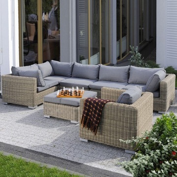 47892 NOWOCZESNY KOMPLET MEBLI RATTAN CAPPUCINO