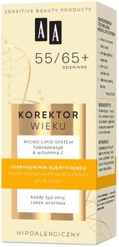 AA Korektor Wieku 55+/65+ dzień/noc intensywnie ujędrniający krem pod oczy