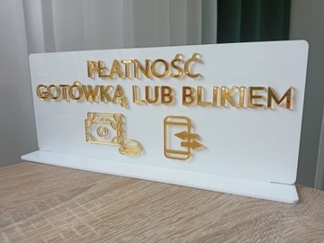 Вывеска акрил, подставка, ОПЛАТА НАЛИЧНЫМИ ИЛИ БЛИК, глянцевая.