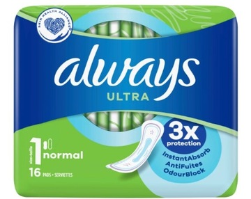 ALWAYS ULTRA PODPASKI BEZ SKRZYDEŁEK 16 NORMAL