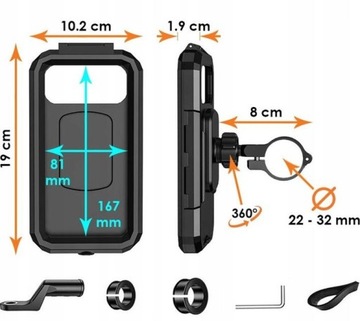 Wytrzymały uchwyt motocyklowy IP67 telefon XL