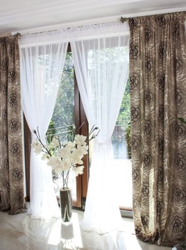 Готовая штора VELVET Nature Print Коричневый Бежевый