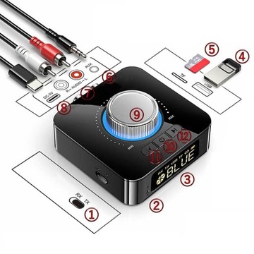 Odbiornik Nadajnik Bluetooth 5.0 5 w 1 z pilotem