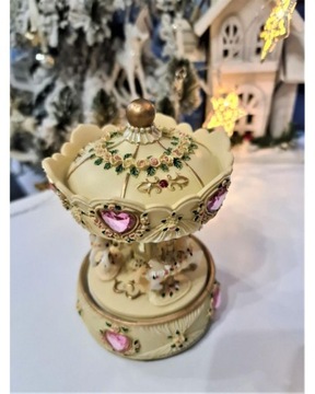 КАРУСЕЛЬ ОРНАМЕНТ С МУЗЫКАЛЬНОЙ ШКАТУЛКОЙ И ЛОШАДЯМИ ПОНИ, модель II