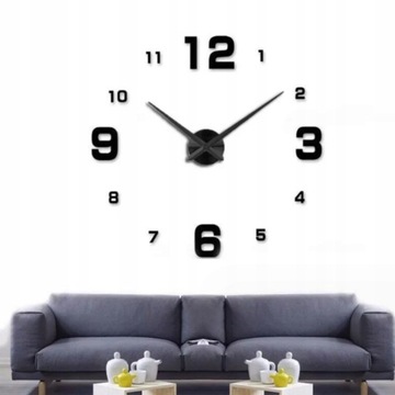 NOWOCZESNY ZEGAR ŚCIENNY 3D NAKLEJANY DIY 70-130CM RZYMSKI CICHY NA ŚCIANE