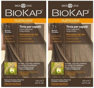 BIOKAP NUTRICOLOR farba 7.1 Szwedzki Blond 2x140ml