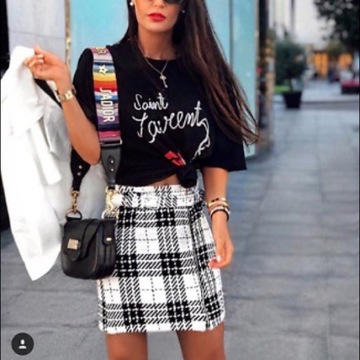SPÓDNICA MINI W KRATKĘ PEPITKĘ ZARA 36/S NOWA