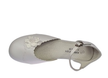 Туфли для причастия, балетки белого цвета, каблук 50/23, размер. 34