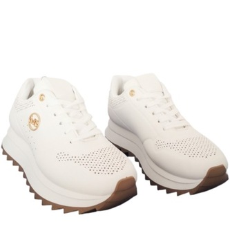 Buty Damskie Skórzane Sneakersy Sportowe Sznurowane Adidasy Białe r. 37