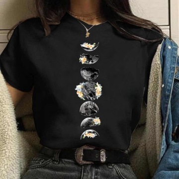 Y2k T-shirty Nowy nadruk z księżycemmoda damskaO