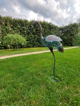 Декоративная металлическая садовая фигура ЦАПЛЯ, высота 90 см, терраса