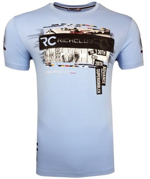KOSZULKA MĘSKA T-SHIRT _ BŁĘKITNY T873 r. M