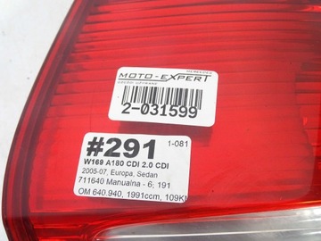MERCEDES A TŘÍDA W169 SVĚTLO SVĚTLOMET LEVÝ ZADNÍ
