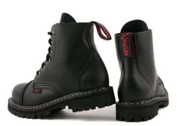 NAGABA 6H — ЧЕРНЫЕ ЖЕНСКИЕ БОТИНКИ — КОЖА КОЖА — СТАЛЬНОЙ НОС