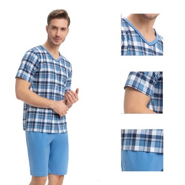 Piżama męska LUNA kod 793 w serek niebieski XL