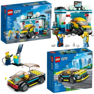 LEGO City Myjnia samochodowa 60362 + Auto elektryczne 60383 DZIEŃ DZIECKA